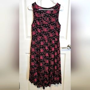 Lucca Couture | Black dress with bright pink flowers | V-neck
